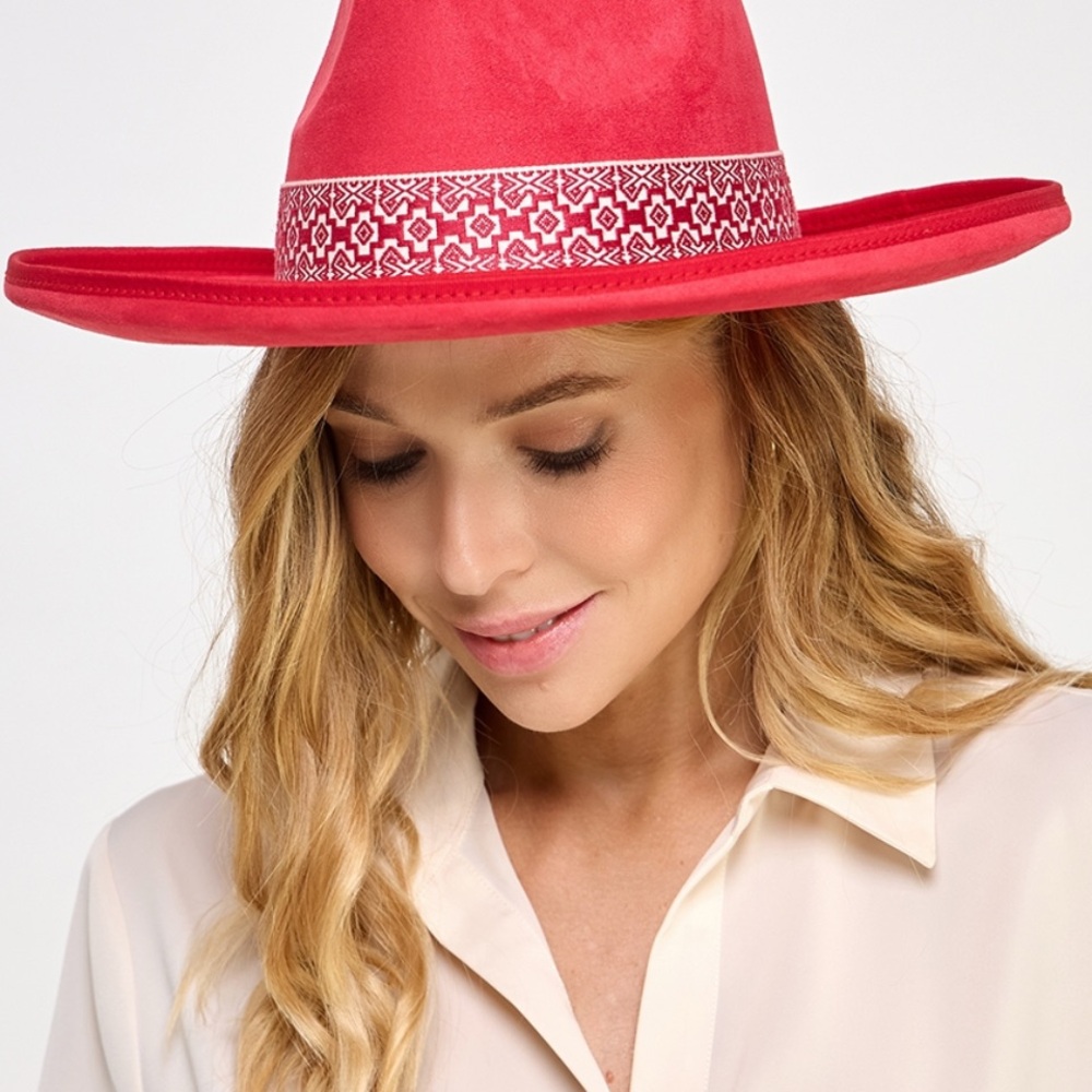 Beveled Western Fedora with Boho Band Available in Multiple Colors O/S - Picture 4 of 6